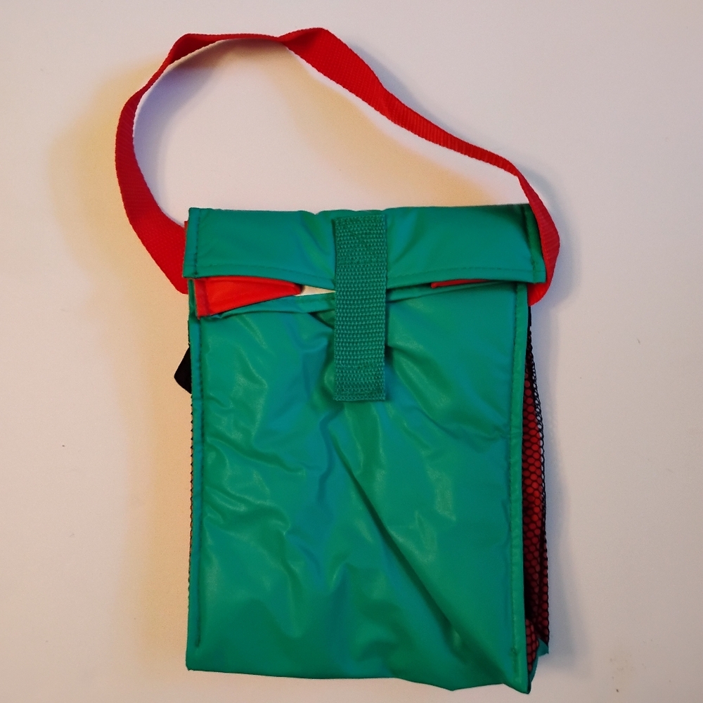 Lunch Tote Bag, Green and Red, Pre-owned